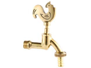 Rubinetto artistico in ottone oro lucido gallo limp - attacco M1/2' - raccordo terminale M 3/4' - corpo ottone lucido, chiusura a vite, rompigetto, ideale per fontanelle
