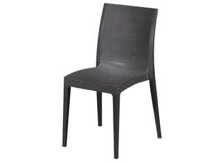 Sedia in pe rattan madam antracite - impilabile in polipropilene