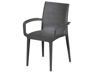 Poltrona da giardino in pe rattan duke antracite - impilabile in polipropilene