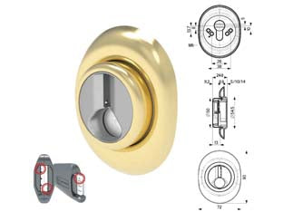 Defender magnetico ad altezza fissa ottone - mm.72x90 - altezza fissa mm.5 (DF331P) - per cilindro europeo, defender in acciaio con mostrina in lamiera integrata, la speciale copertura protegge completamente l’e...