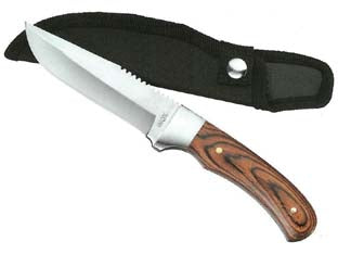 Coltello pugnale con fodero - lama cm.10 - 28060 - lama in acciaio inox, manico in legno