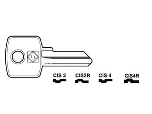 Chiavi per cilindri cas-cisma 4 spine piccole - CIS4R SX - in ottone nichelato, utilizzo principale: per cassette postali e cilindri per mobili