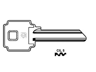 Chiavi per cilindri cila-gentili 6 spine grandi - CIL5 DX - in ottone nichelato, per lucchetti 'CILA A'