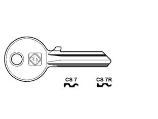 Chiavi per cilindri cisa 5 spine piccole - CS7R SX - in ottone nichelato, utilizzo principale: per lucchetti da mm.40