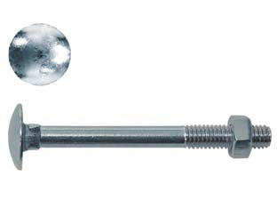 Cavicchia acciaio testa tonda con dado - ø mm.8x90 - acciaio zincato classe 4.8 UNI 5732 DIN 603 filettatura MA
