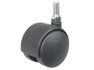 Ruote doppie in nylon con perno - ø mm.40 perno ø mm.8x15 - ruota nylon, supporto nylon nero, perno in metallo