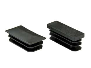 Puntali alettati interni per tubo rettangolare - mm.30x60x26h. base piramidale - alettati, in polietilene colore nero