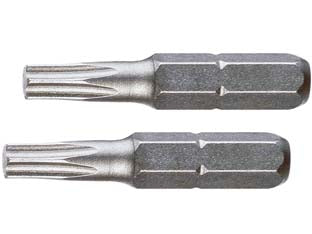 Inserti testa torx in blister per avvitatori mm.25 - mm.25 TORX TX 20  in blister 2pz. - acciaio cromo vanadium sabbiato, attacco esagonale 1/4'
