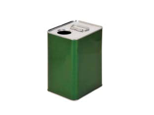 Lattina per olio rettangolare verde lt.3 - lt.3 - cm.15x12x20,5h. (bancale pz.384) - in banda stagnata, tappo in plastica ø mm.42 (non compreso)