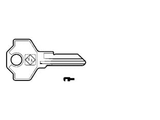 Chiavi per cilindri giussani 4 spine piccole gs13 - GS13 DX - in ottone nichelato, utilizzo principale: per cassette postali