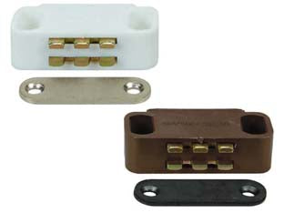 Cricchetti magnetici medi - mm.40x15x12,5h. attrazione Kg.5 marrone UC12 - applicazione a battuta, per mobili particolarmente pesanti o di grandezza superiore al normale data la maggiore forza di attr...