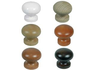 Pomoli per mobili in legno liscio - ø mm.35 noce scuro - bussola interna filettata in ottone, completo di vite ø mm.4x25