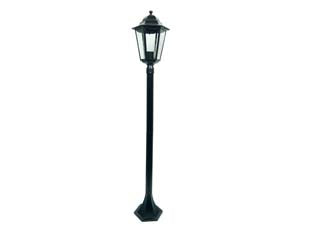 Lampioncino su palo modello berlino - 100w IP44 cm.120h. colore nero - struttura in alluminio verniciato, a una luce con vetri trasparenti