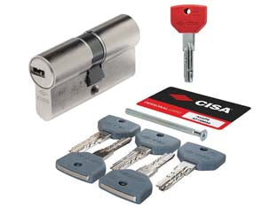 Cilindro europeo sagomato asix p8 pro 10q310 - mm.89 (35-55) 0Q31032012SD - dotato di 5 chiavi d’utilizzo con impugnatura grigia e 1 chiave da cantiere con impugnatura rossa, resiste maggiormente alle ...