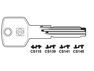 Chiavi punzonate per cilindri cisa 6+7 spine - CS139 - in ottone nichelato, profilo dorsato, per cilindri di sicurezza