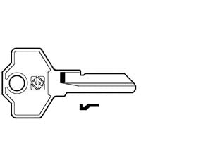 Chiavi per cilindri giussani 5 spine piccole gs1 - GS1 DX - in ottone nichelato, utilizzo principale: per quadri elettrici e cilindri per mobili