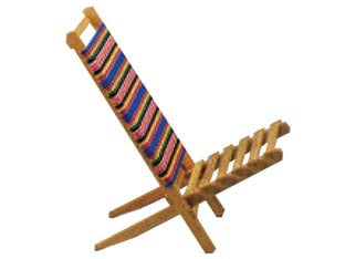 Spiaggina in legno colore naturale con schienale in tessuto - cm.30x8x70h. - richiudibile, con schienale in tessuto colore grezzo