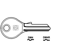 Chiavi per cilindri dom 4-5 spine piccole - DM4 DX - in acciaio nichelato, utilizzo principale: per cilindri per mobili