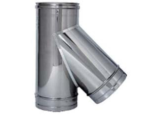 Raccordo braga a 135° acciaio inox aisi 304 monoparete spess. mm.0,5 - ø mm.150 - raccordo braga a 135°, elemento di connessione tra condotto fumario e canale da fumo con attacco a 45°