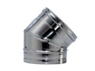 Gomito a 45° acciaio inox aisi 304 monoparete spessore mm.0,5 - ø mm.140 - gomito 45° in acciaio inox AISI 304 spessore mm.0,5, con finitura BA lucida, realizzato con saldatura longitudinali con proce...