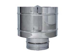 Terminale di scarico a botte acciaio inox aisi 304 monoparete - ø mm.300 - terminale di scarico a botte con base tonda per canna fumaria in acciaio inox AISI 304, con disco anti-pioggia, usato come pr...