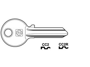 Chiavi per cilindri corni 5 spine grandi - CC2 DX - in ottone nichelato, profilo dorsato