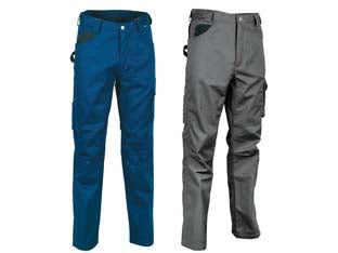 Pantalone drill in cotone e poliestere right fit - tg.48 - navy/nero - pantalone dotato di ampie tasche anteriori, doppia tasca posteriore di cui una con pattina, inserto portapenne, passante port...