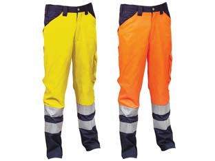 Pantalone encke ad alta visibilita - tg.3XL - giallo fluo/navy - pantalone dotato di elastico in vita, passante portamartello, tasca portametro, tasca posteriore e laterale con velcro, tessu...