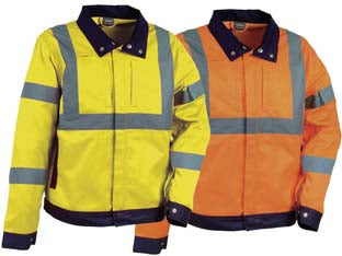 Giacca tempel ad alta visibilita - tg.XL - arancione fluo/navy - giacca dotata di 2 bande reflex verticali + 1 banda orizzontale, 2 tasche fondo con snap, 2 tasche interne, 2 tasche petto co...