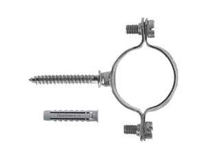 Collarini in acciaio zincato czv - ø mm.22 - collarini zincati per tubi elettrici e tubi multistrato completi di doppia vite e tassello SX6, in busta da pz.10