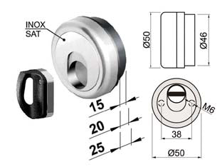 Defender magnetico mag monolito antiacido mr500 cromo satinato - ø mm.50x15h. (MR500-15D1) - in acciaio cromato satinato, interasse mm.38, compatibile con serrature Cipierre, dotato di 3 chiavi magnetiche, bocchetta in...