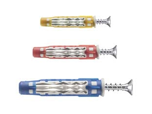 Tassello in nylon bi-material con vite tsp bluefix/va - ø mm.6x35,  in conf. pz.100 - ancorante universale bi-materia con vite zincata a testa svasata impronta PZ