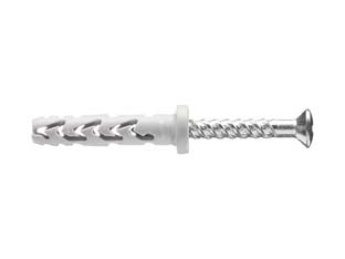 Tassello in nylon prolung. con vite tsp pz collarino cilindr. jtx tp/v - ø mm.6x60 - collarino cilindrico, premontato con vite in acciaio zincato