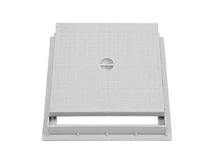 Chiusino con telaio per pozzetto - cm.40x40 - in PP copolimero grigio chiaro
