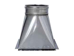 Tramoggia in acciaio inox aisi 304 monoparete spessore mm.0,6 - mm.300x300 - ø mm.200 - mm.330h. - è indicata per raccordare condotti a sezione quadra con condotti a sezione tonda, la loro funzione è quella di fornire un inv...