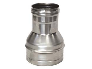 Riduzione per tubo acciaio inox aisi 304 f/m monoparete spess. mm.0,5 - F ø mm.130 M ø mm.100 - in acciaio inox AISI 304, spessore mm.0,5