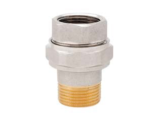 Raccordo diritto a 3 pezzi in ottone nichelato con o-ring - F 1-1/4' - adatto all'impiego di impianti idraulici, di riscaldamento e di condizionamento, corpo in ottone nichelato CW617N con o-ring ...