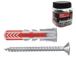 Tassello in nylon con vite promopack duopower - ø mm.8x40 conf.pz.120 - fornito con vite testa svasata piana impronta pozdrive
