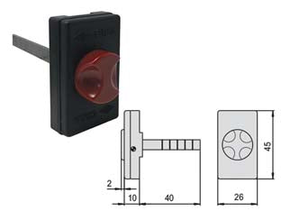 Pulsante in nylon per serrature elettriche 06110 15 0 - (06110150) - in nylon, per serrature elettriche, con fermo a giorno (escluso serie 14020 e 14021), mm.26x45