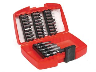 Inserti con valigetta in plastica - assortimento 29 pz. totali - assortimento inserti  mm.25, acciaio cromo vanadio, lunghezza inserti mm 25, composizione inserti lunghezza mm.25: T3,T4, T5,...