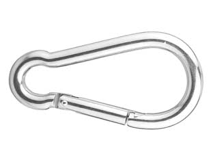 Moschettone da pompiere acciaio nichelato - mm.90 - acciaio nichelato, chiusura a molla
