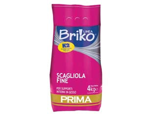K2 linea briko scagliola fine bianca in polvere - Kg.4 in busta - ideale su supporti interni ed intonaci a base gesso, colore bianco