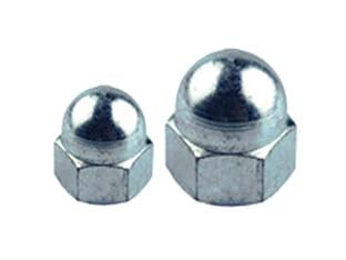 Dado cieco zincato in blister - M 5 in blister pz.15 (A) - in acciao zincato, UNI 5721 DIN 1587 filettatura MA diametro interno