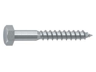 Vite tirafondi per legno classe 4.8 din-571 uni-704 zincata in blister - ø mm.5x60 in blister pz.15 (B) - testa esagonale, in acciaio classe 4.8 a bassa resistenza zincata