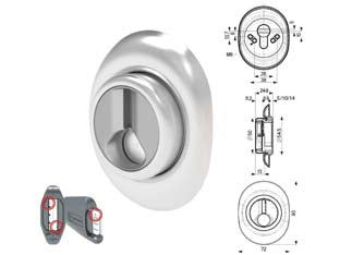 Defender magnetico ad altezza fissa cromato satinato - mm.72x90 - altezza fissa mm.14 (DF333P) - per cilindro europeo, defender in acciaio con mostrina in lamiera integrata, la speciale copertura protegge completamente l’e...