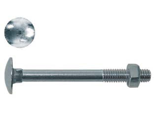 Cavicchia acciaio testa tonda con dado in blister - ø mm.6x30 in blister pz.15 (A) - acciaio zincato classe 4.8 UNI 5732 DIN 603 filettatura MA